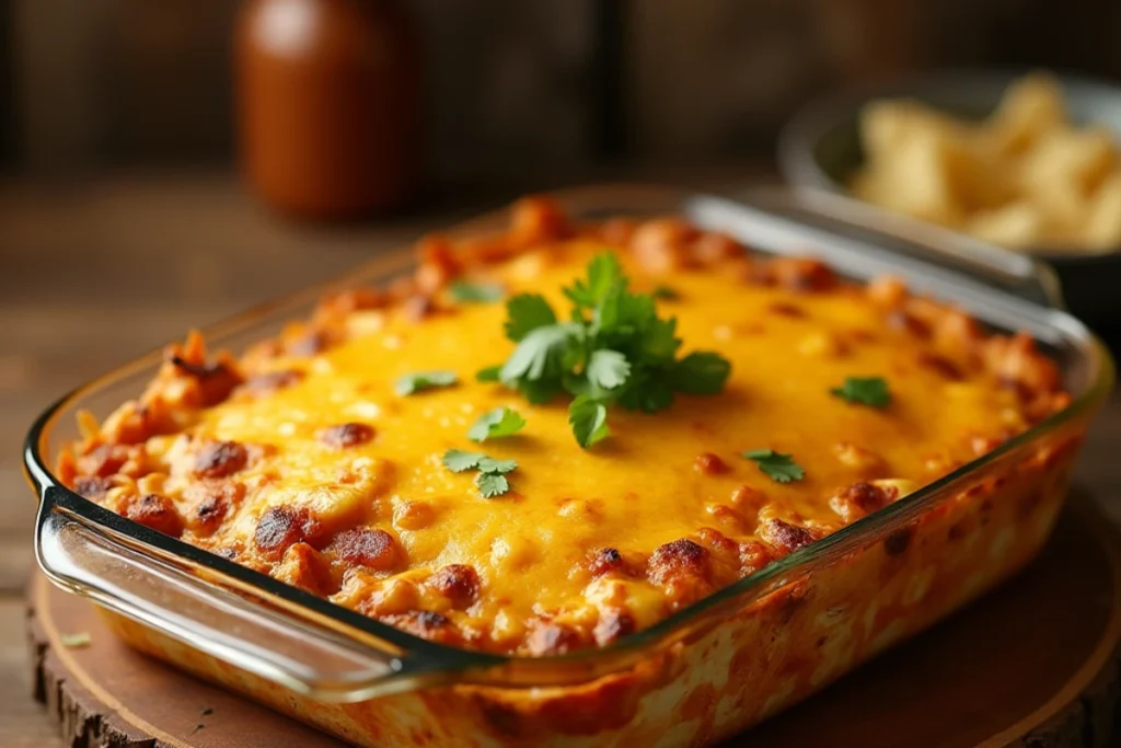 King Ranch Casserole, a cheesy layered Texan dish