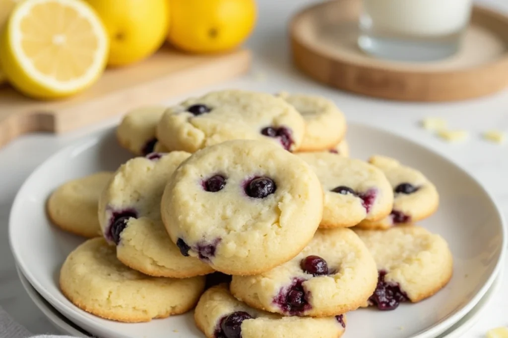 Delicious homemade lemon blueberry cookies fresh from the oven.