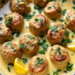 Creamy Chicken Meatballs Recipe - Delicious Overhead View