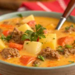 Crockpot Creamy Potato Hamburger Soup